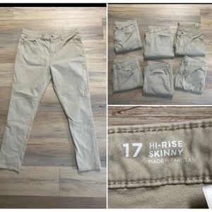 Set of 6 - Juniors Size 17 - Skinny-High Rise-Khaki Pants - New & Used $5 each
